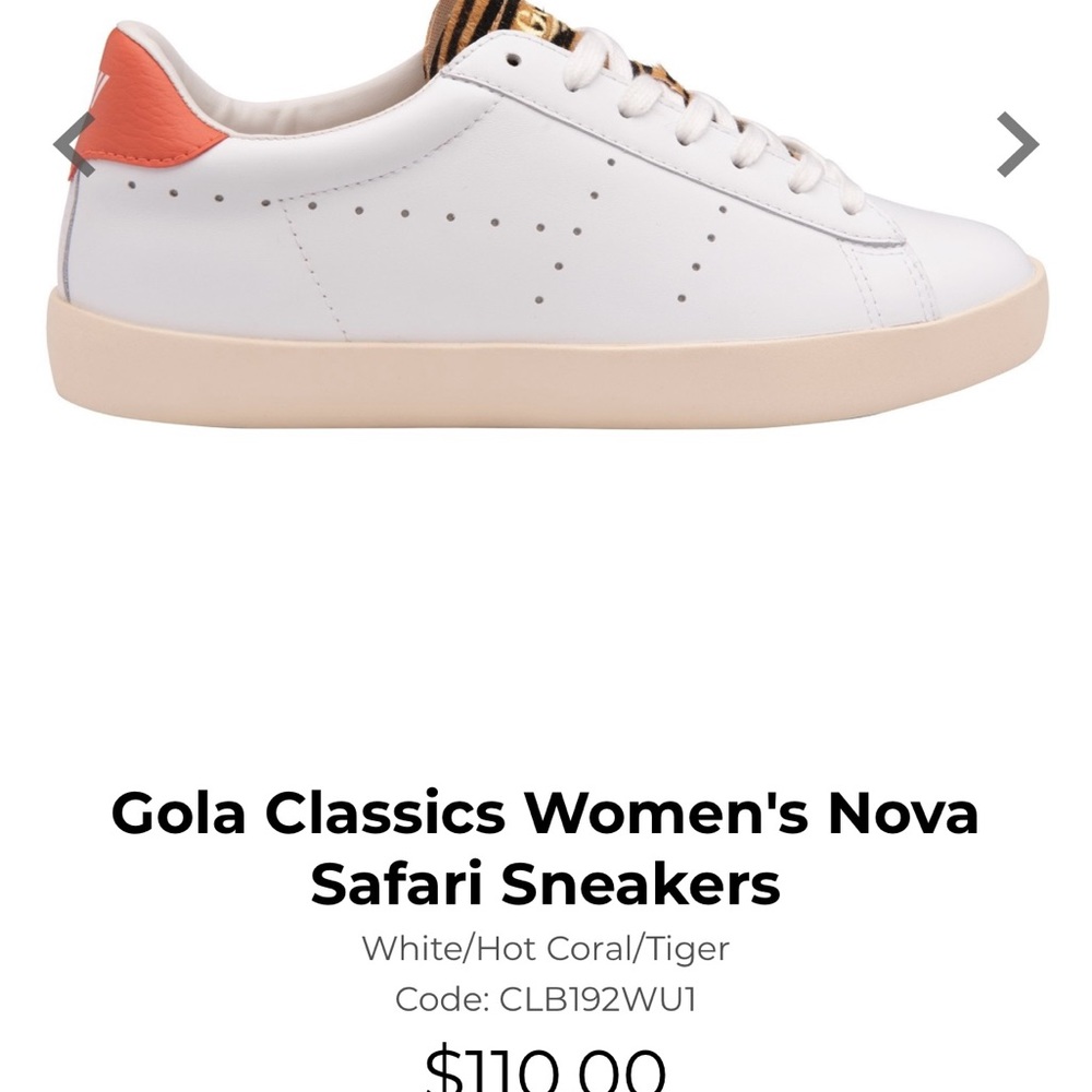 Gola Women's White Sneakers with Coral Heel & Tiger Tongue